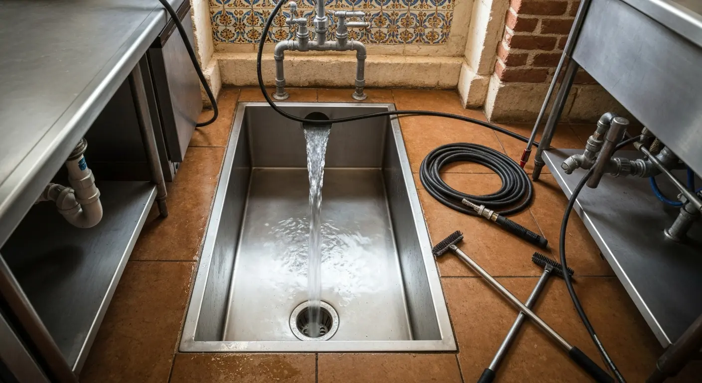 Commercial kitchen drain cleaning