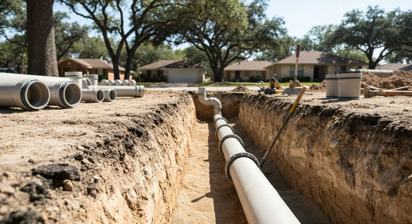 Sewer line repair in progress