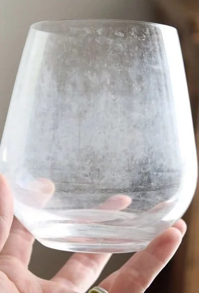 Drinking glass hard water damage