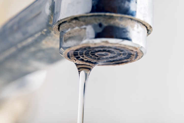 Hard water buildup on faucet