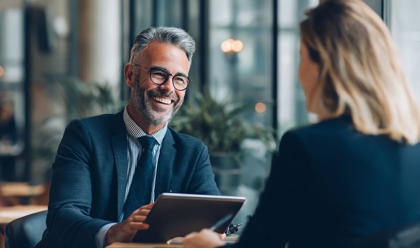 Connecticut homeowner meeting with an ADU specialist to discuss cost, feasibility, and next steps