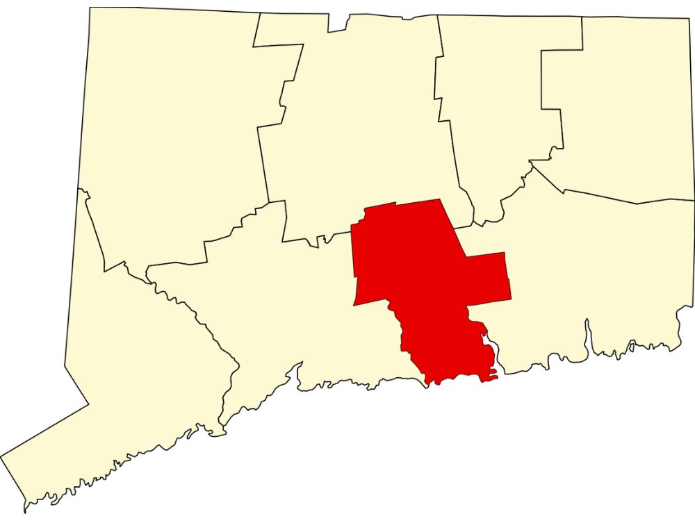 Connecticut county map highlighting Middlesex County for local ADU regulations and zoning requirements
