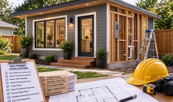 Unpermitted ADU undergoing inspection and corrective construction in Connecticut Unpermitted ADU undergoing inspection and corrective construction in Connecticut