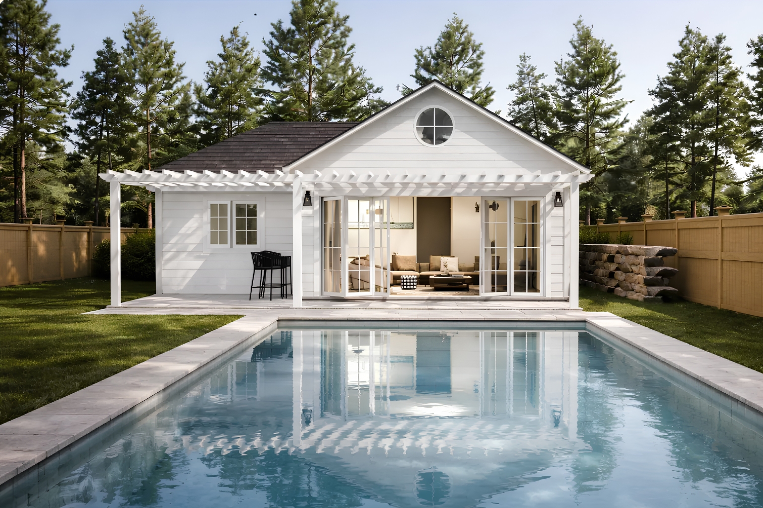 Custom detached ADU with outdoor living space on a Connecticut property Custom detached ADU with outdoor living space on a Connecticut property