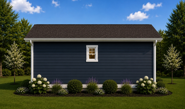 Side view of a 400 sq ft ADU in Connecticut with dark exterior siding and compact footprint Side view of a 400 sq ft ADU in Connecticut with dark exterior siding and compact footprint