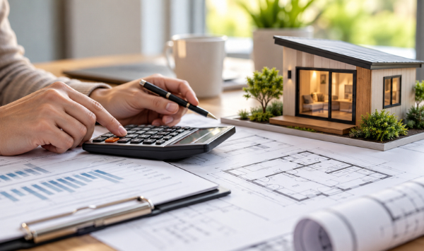 Small ADU cost planning with calculator, floor plans, and compact home model