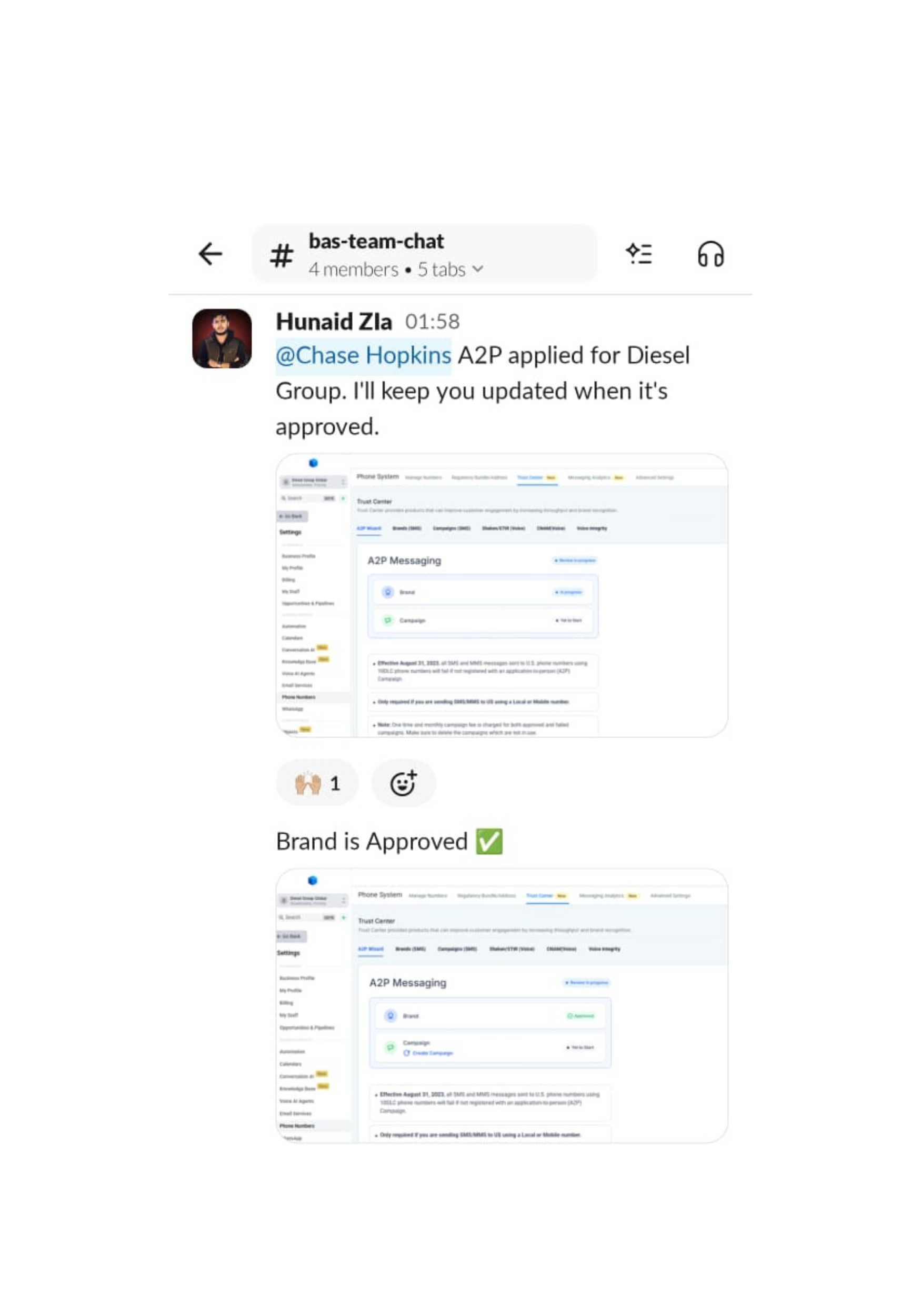 GoHighLevel client testimonial message
