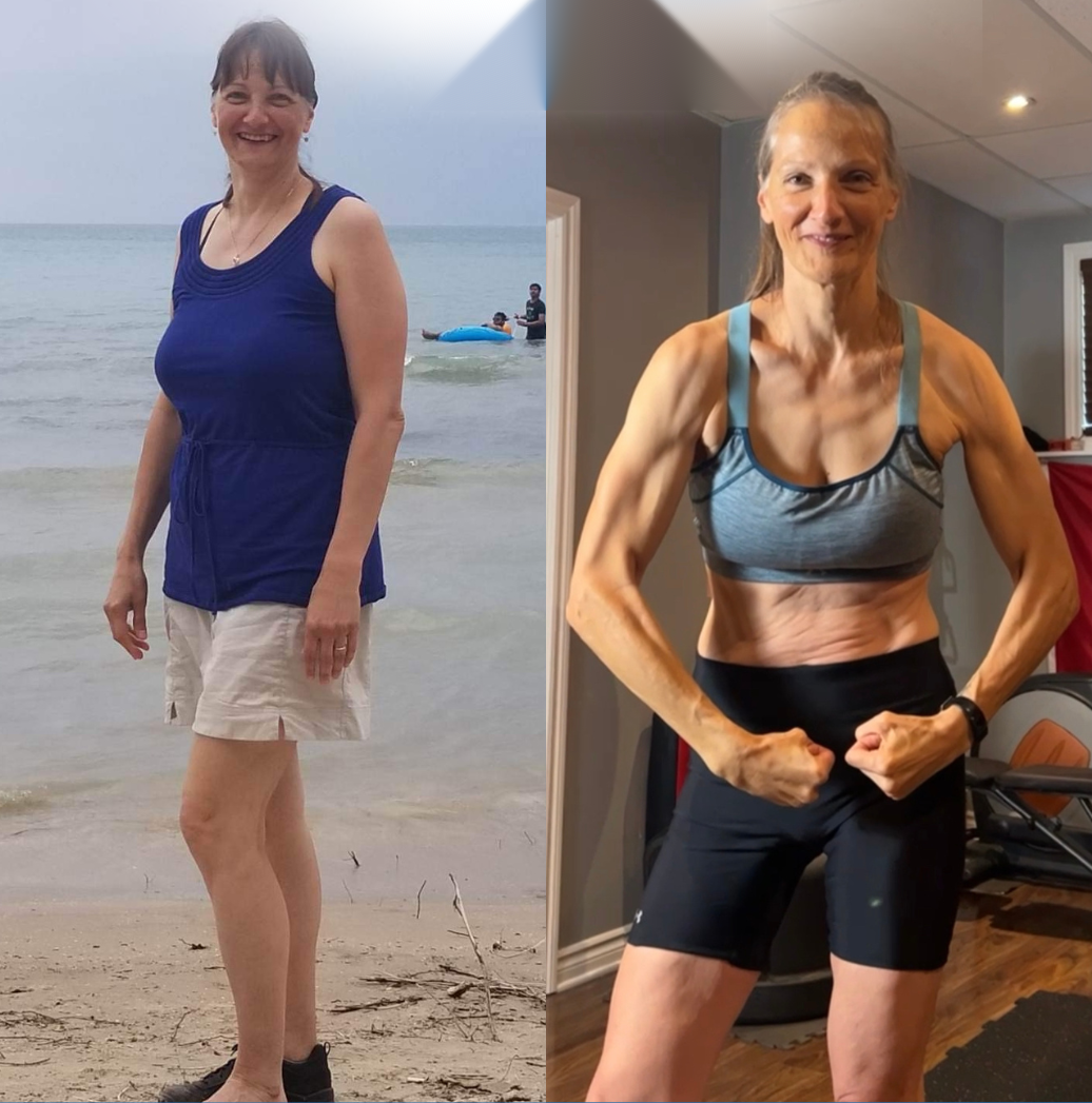 Female client over 50, before and after transformation