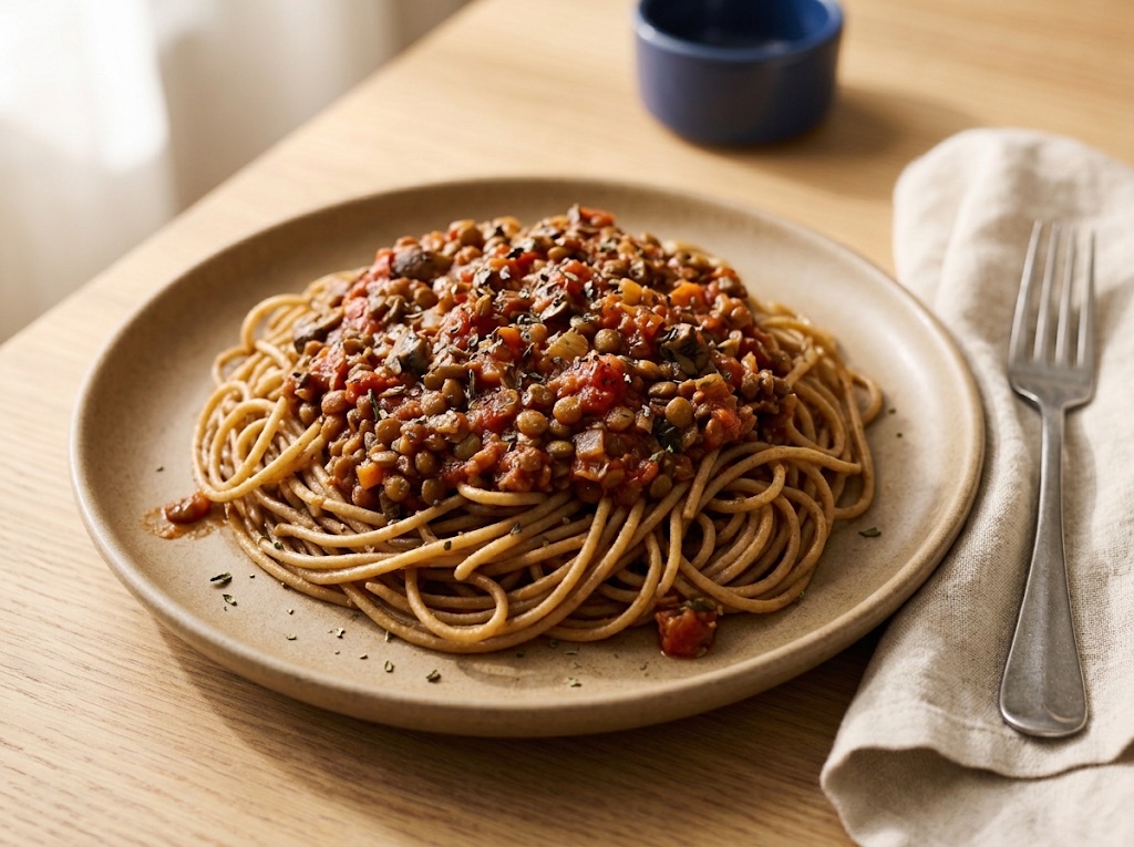 Lentil Bolognese with Whole-Wheat Pasta