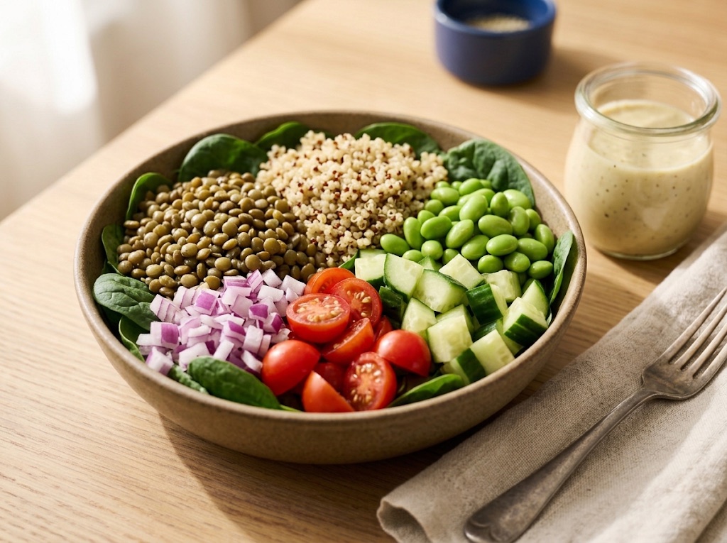Lemon-Tahini Lentil Quinoa Bowls