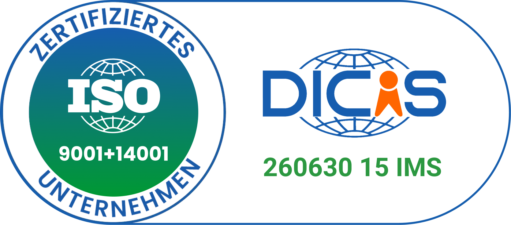 Zertifizierter Betrieb ISO 9001:2015 und ISO 14001:2015