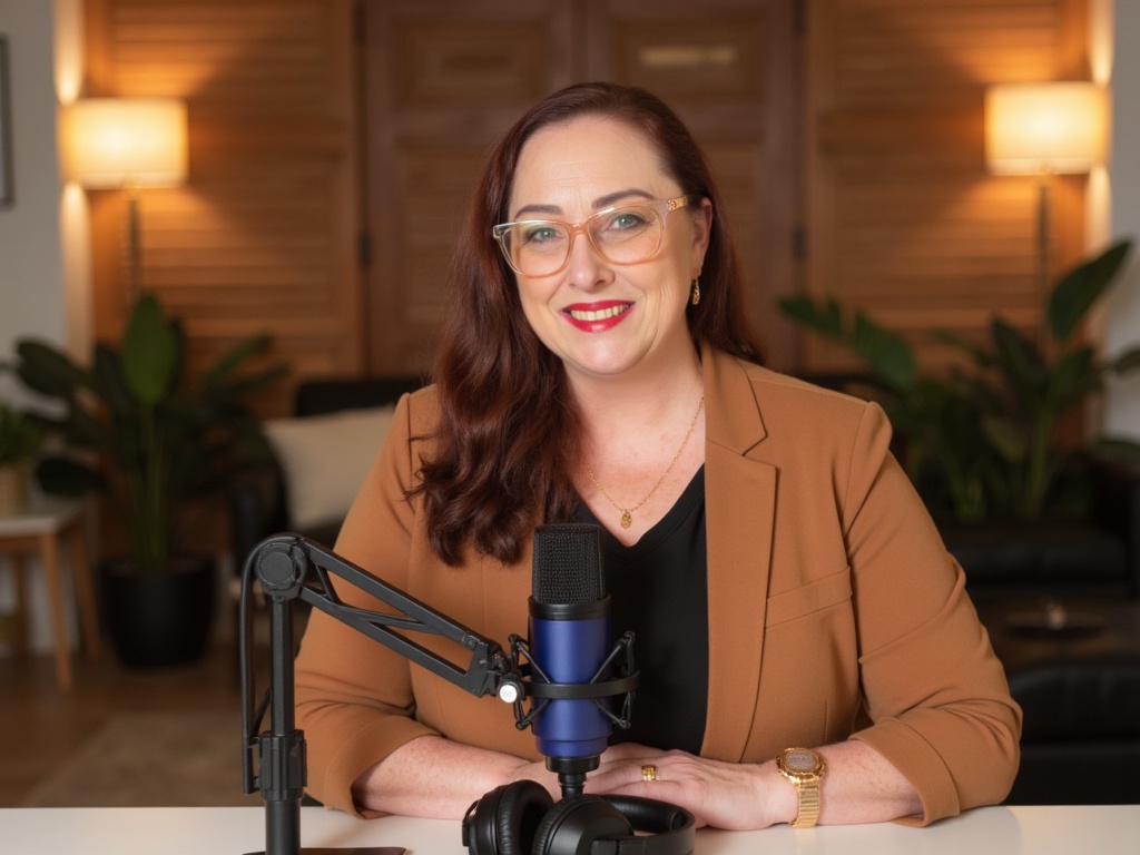 Podcaster with Microphone Podcaster with Microphone
