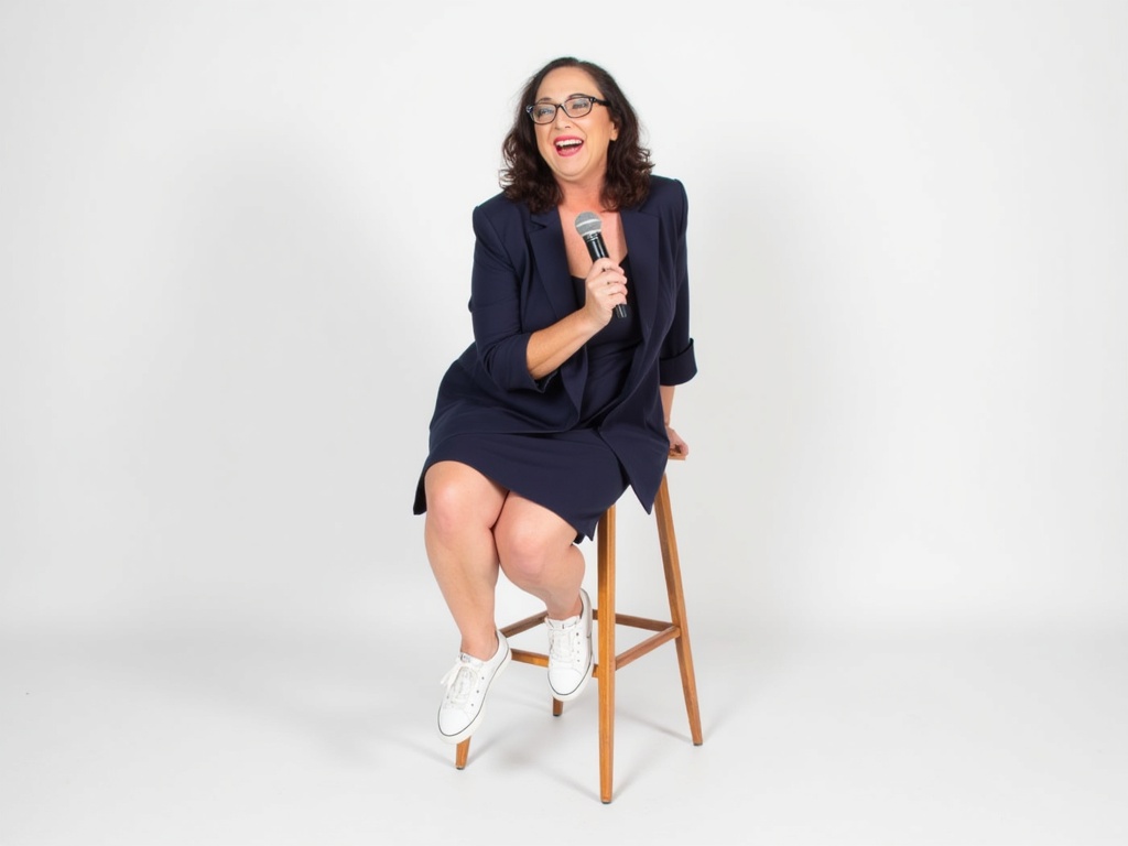 podcaster with a microphone in a brand photo shoot podcaster with a microphone in a brand photo shoot