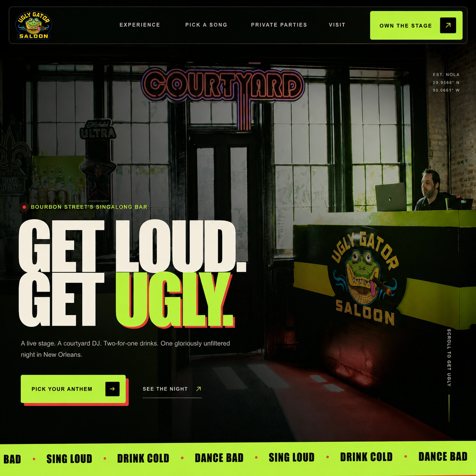 Ugly Gator Saloon website design