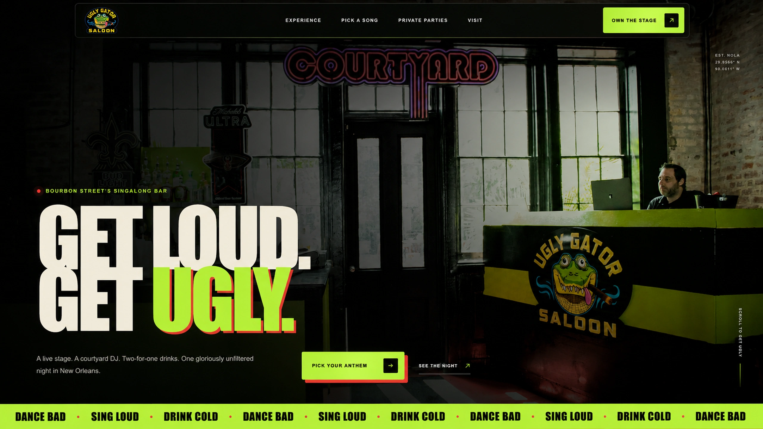 Ugly Gator Saloon website design