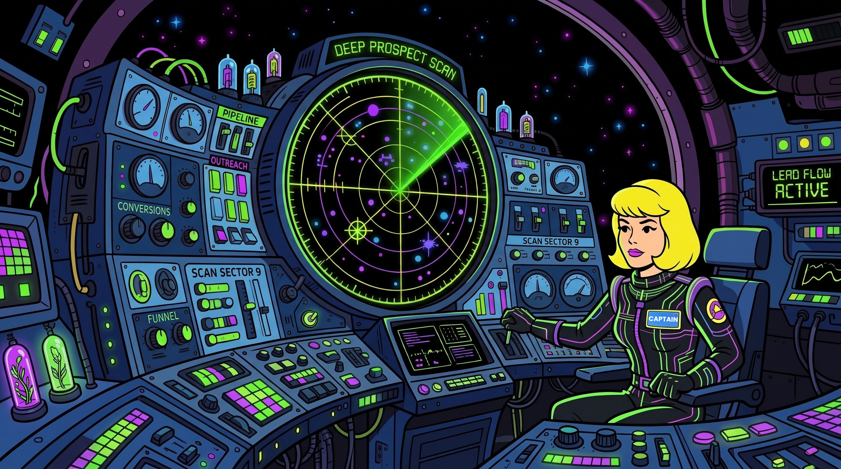 Retro Control Room Graphic