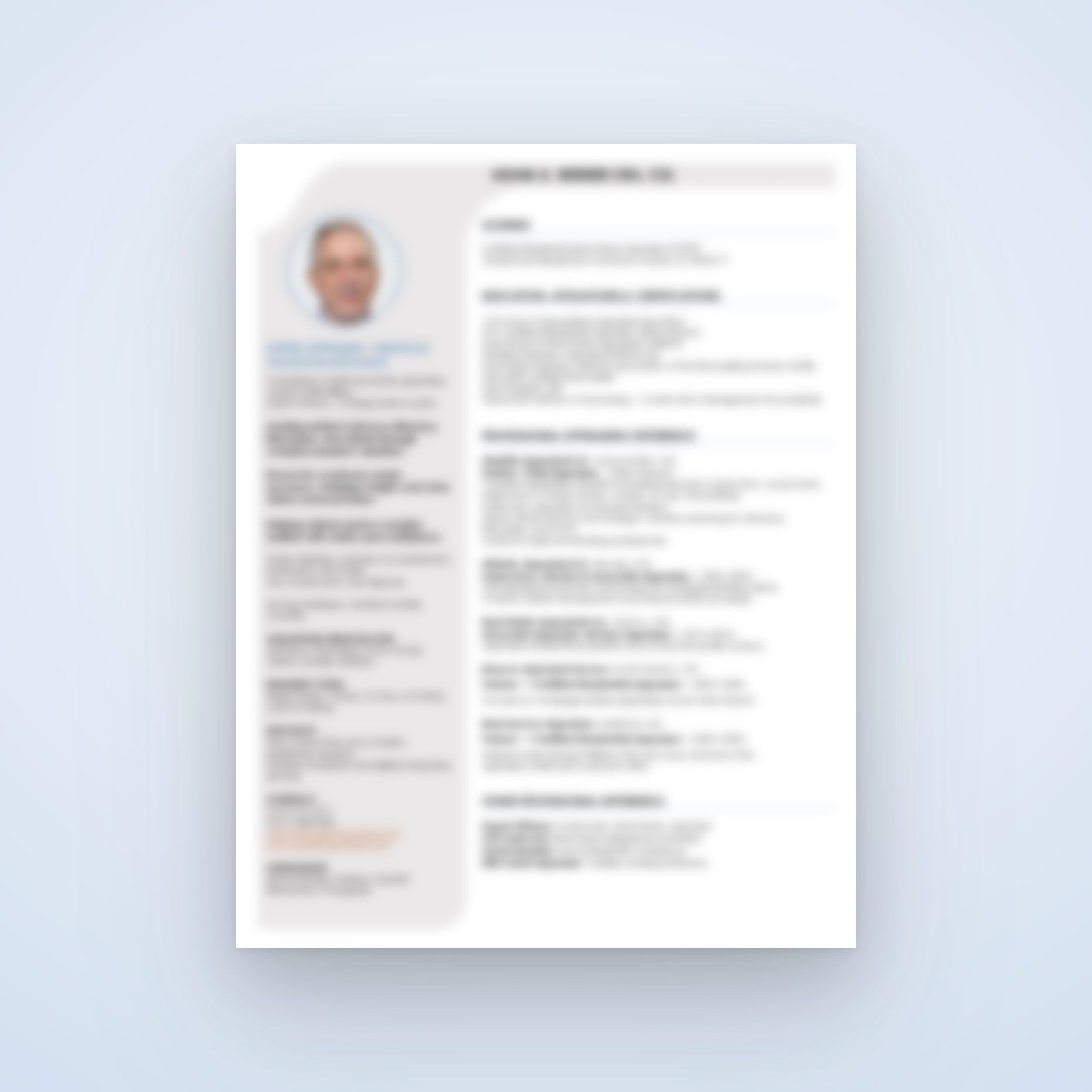 Blurred preview of Adam Wiener's CV