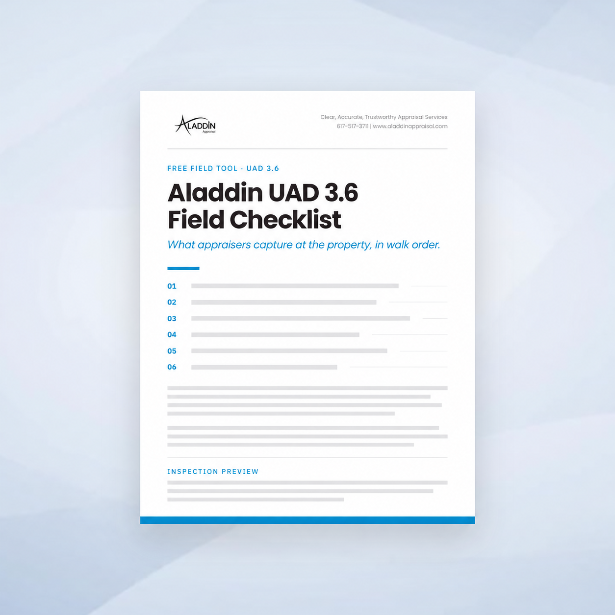 Aladdin UAD 3.6 Field Checklist cover