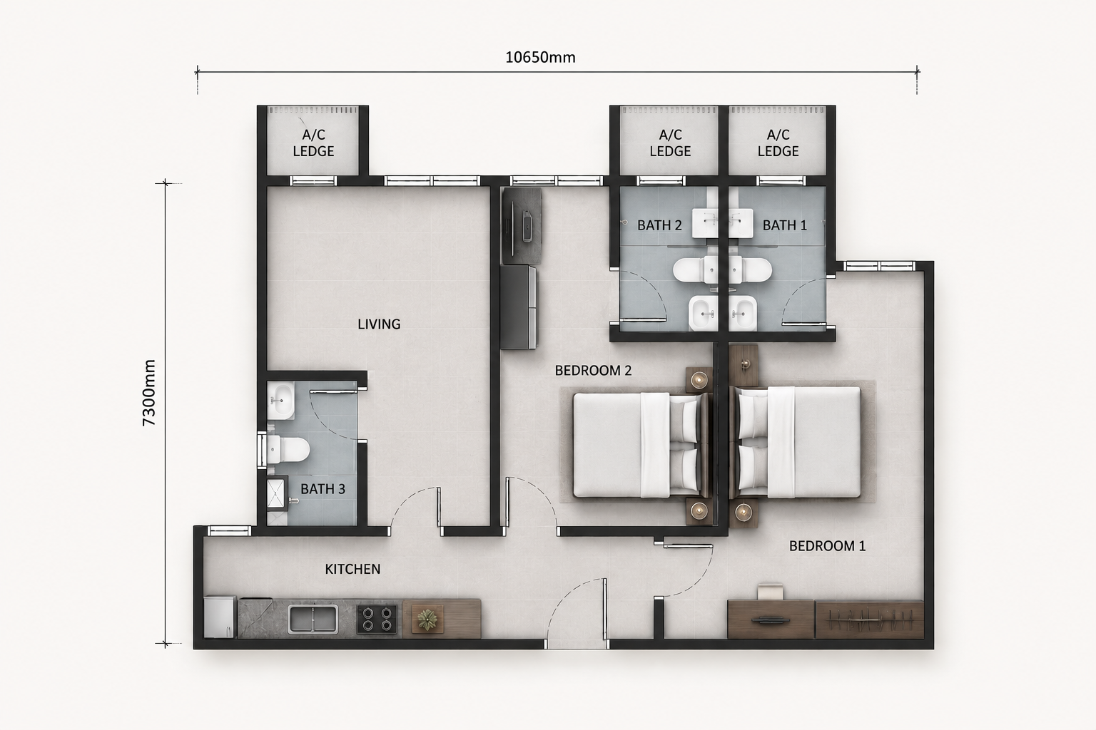 Type B Triple Key Floor Plan – The Celestz @ Kebun Teh