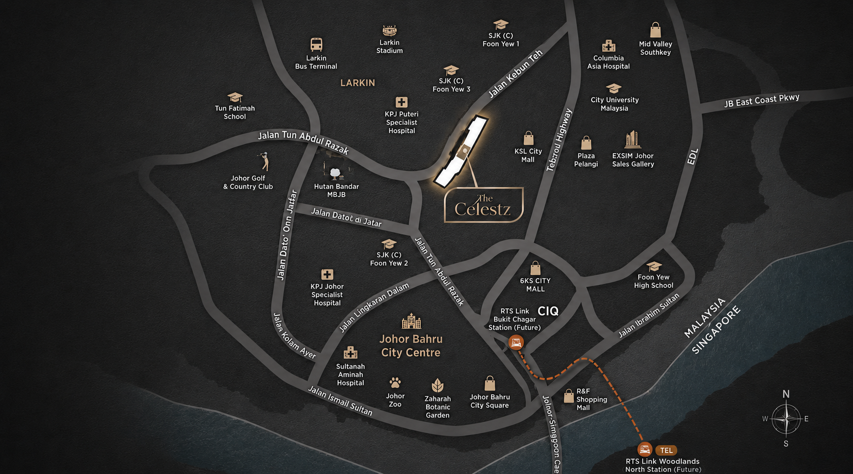 The Celestz Kebun Teh Location Map — near RTS Link, JB CIQ, Johor Bahru City Centre