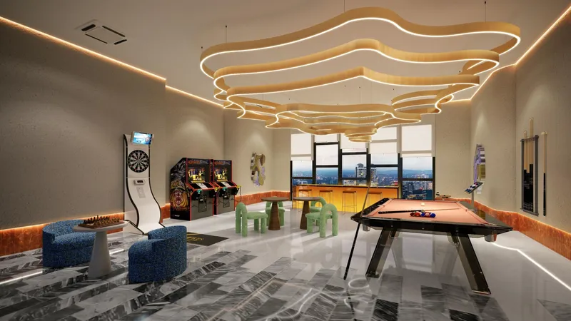 Games room with pool table, darts and arcade machines