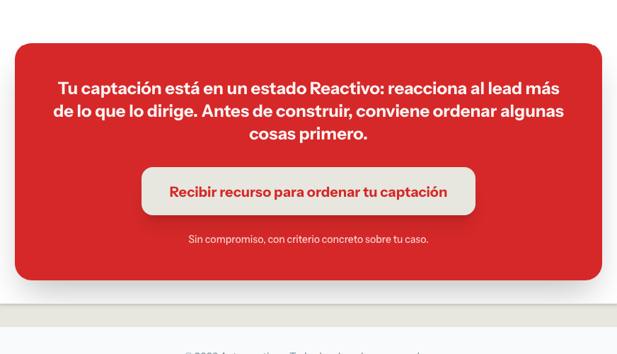 Recomendación final adaptada a un resultado Reactivo