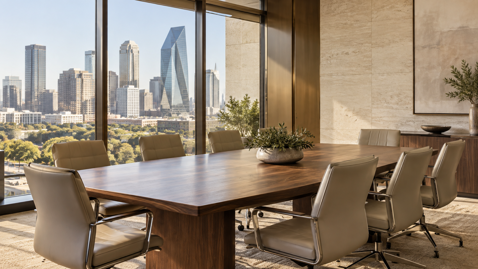 Refined Dallas commercial boardroom interior