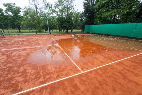 wet tennis court