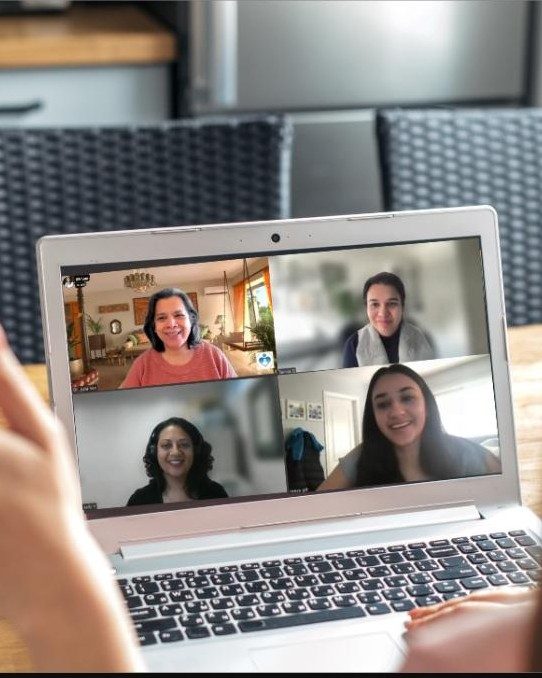 Parents connecting virtually in a Supported group call