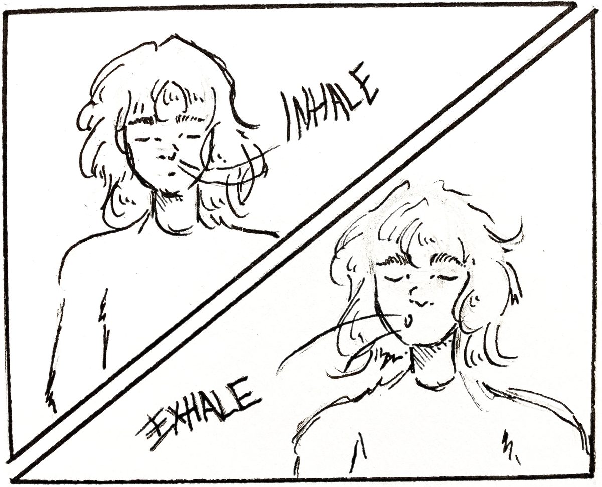 Inhale, exhale breathing moment