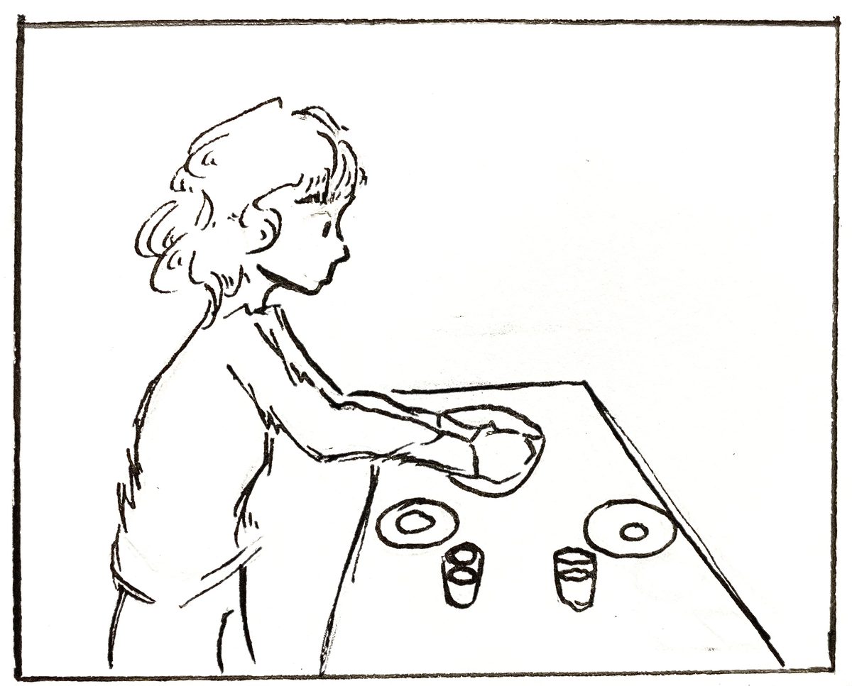 Child setting the table