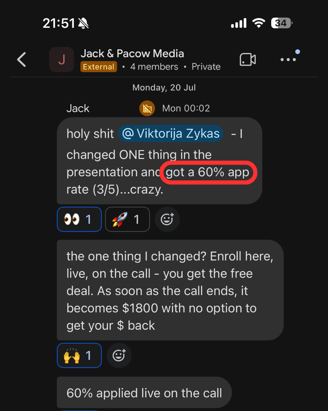 Client message screenshot