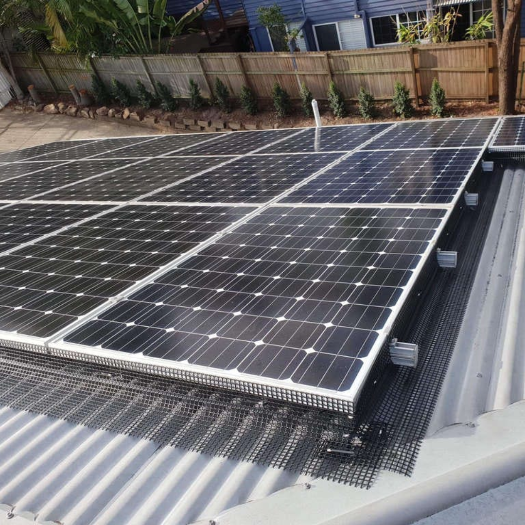 Clean solar panels on metal roof showing professional solar cleaning results in Mildura