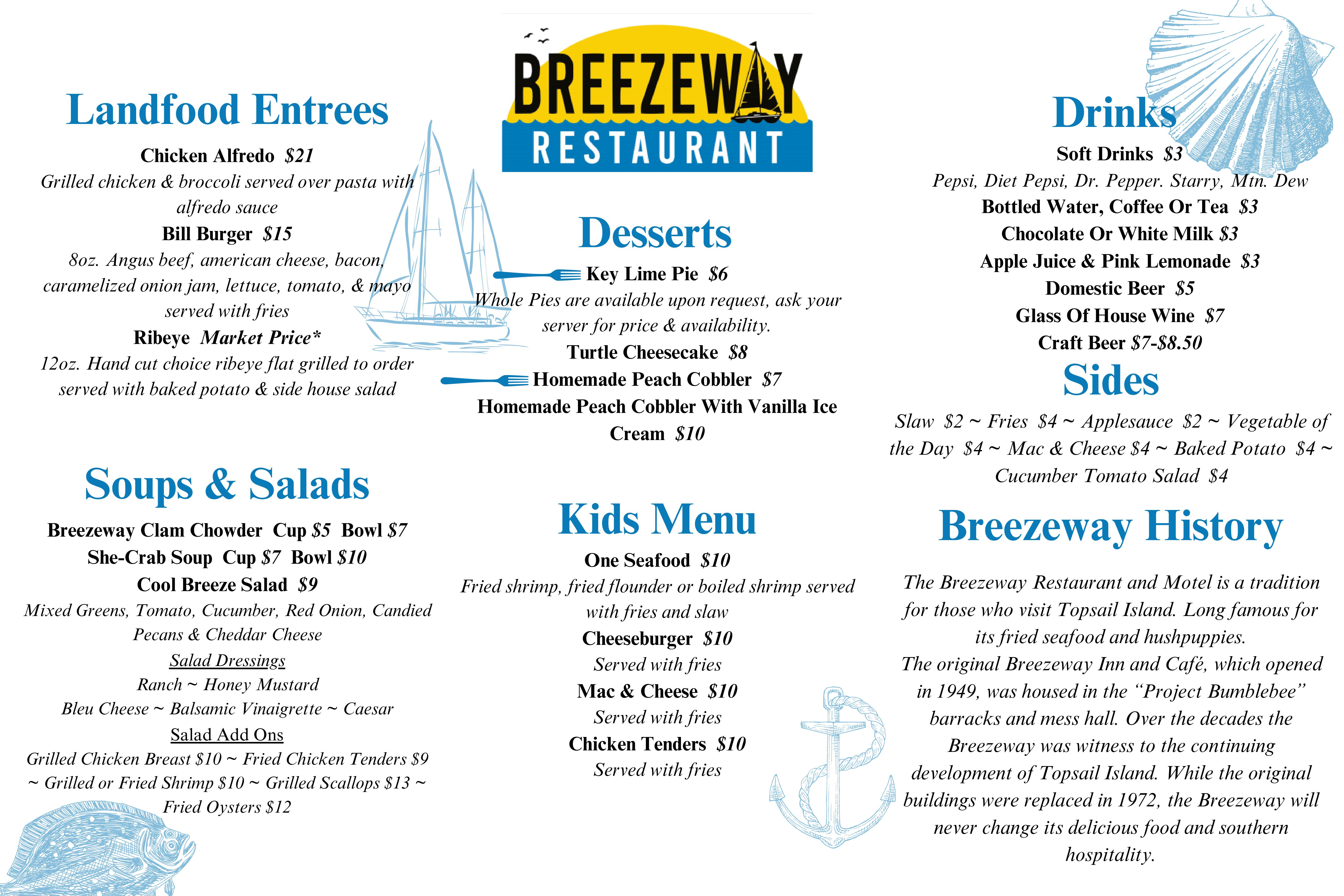 Breezeway Restaurant menu