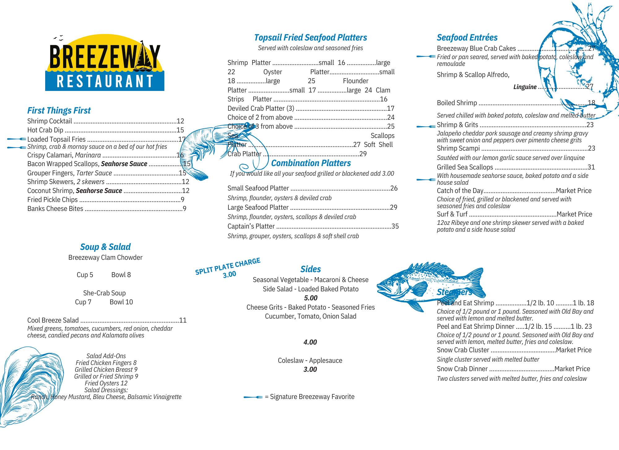 Breezeway Restaurant menu