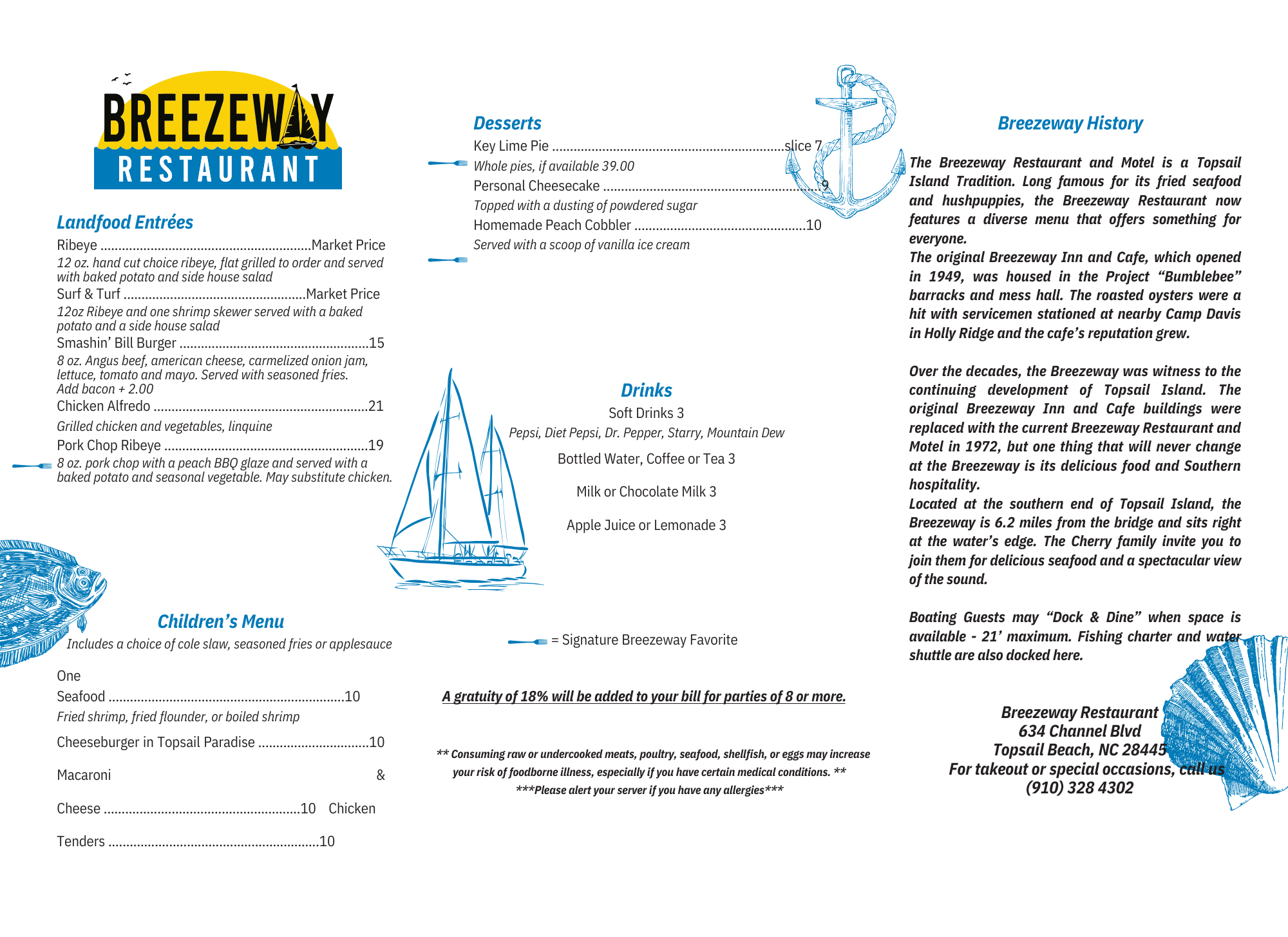 Breezeway Restaurant menu