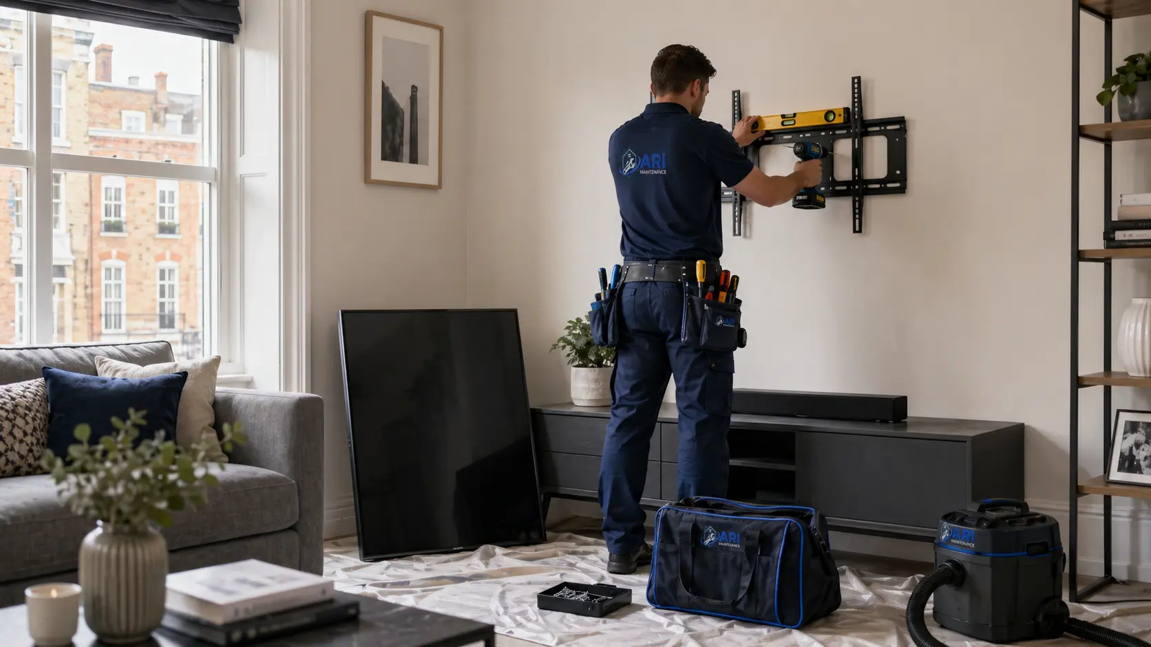 Handyman installing shelving in a London property (in Hackney context)
