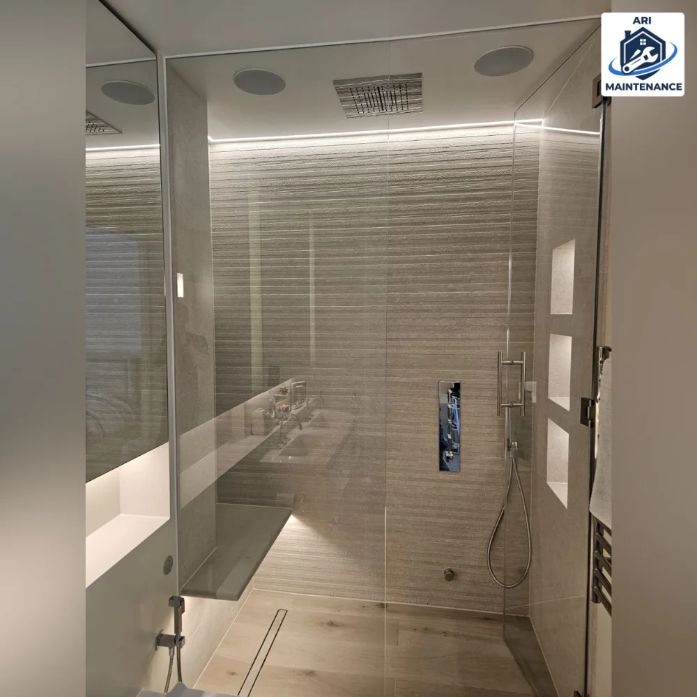 Steam shower glass cubicle — premium spa-grade install.