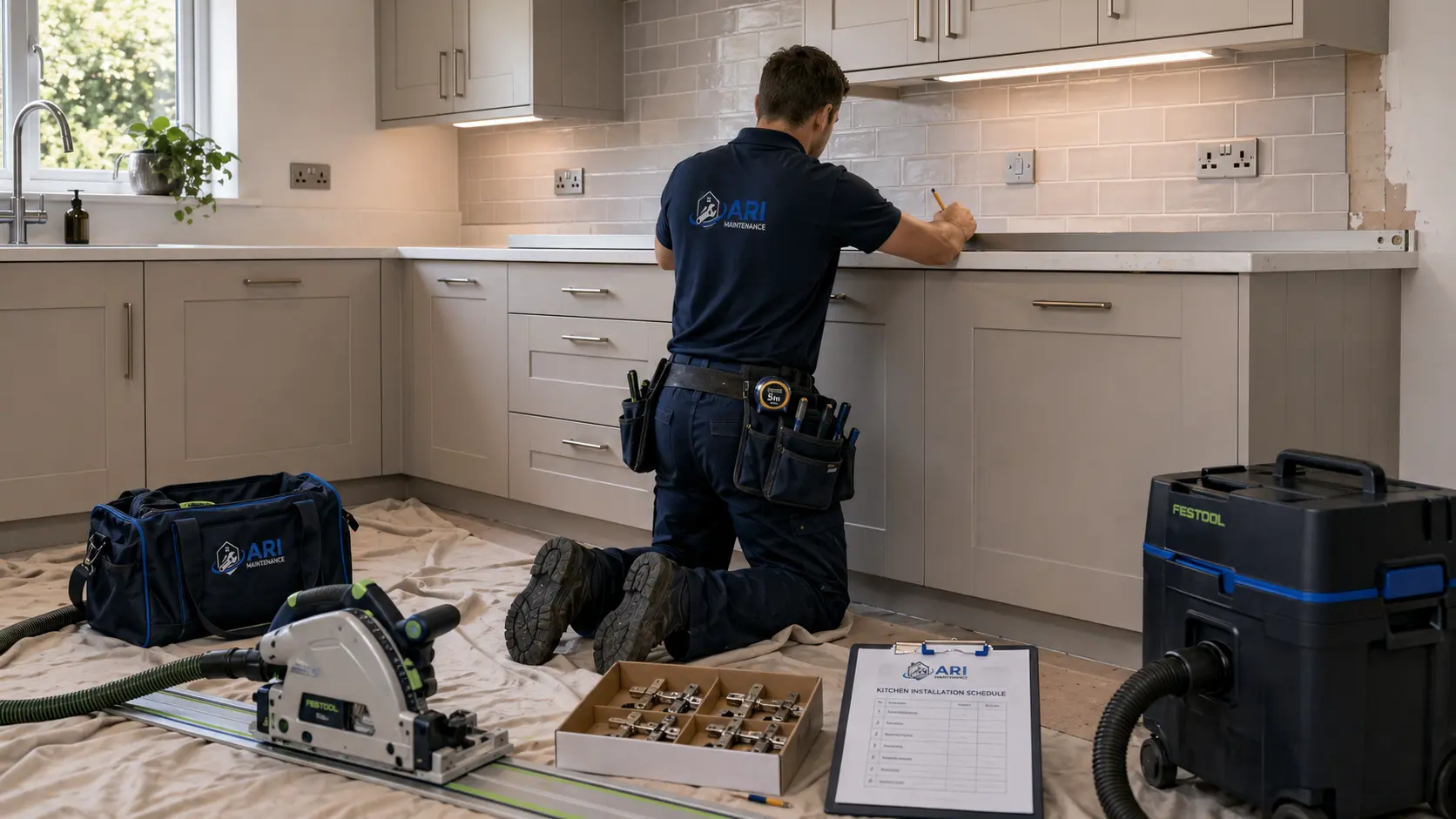 Kitchen refurbishment in progress in a London property, led by Kris (in Hackney context)