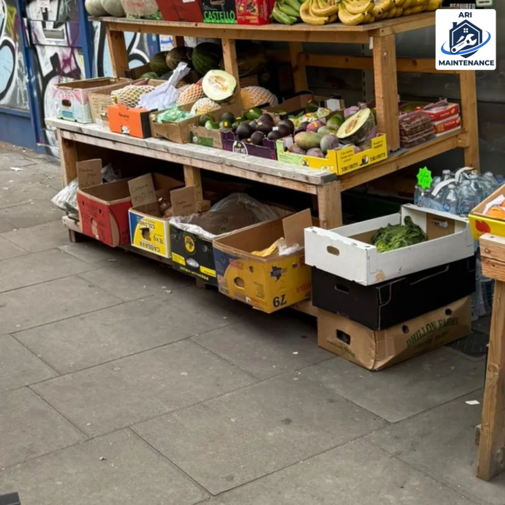 Bespoke outdoor market produce display stand — custom carpentry build.