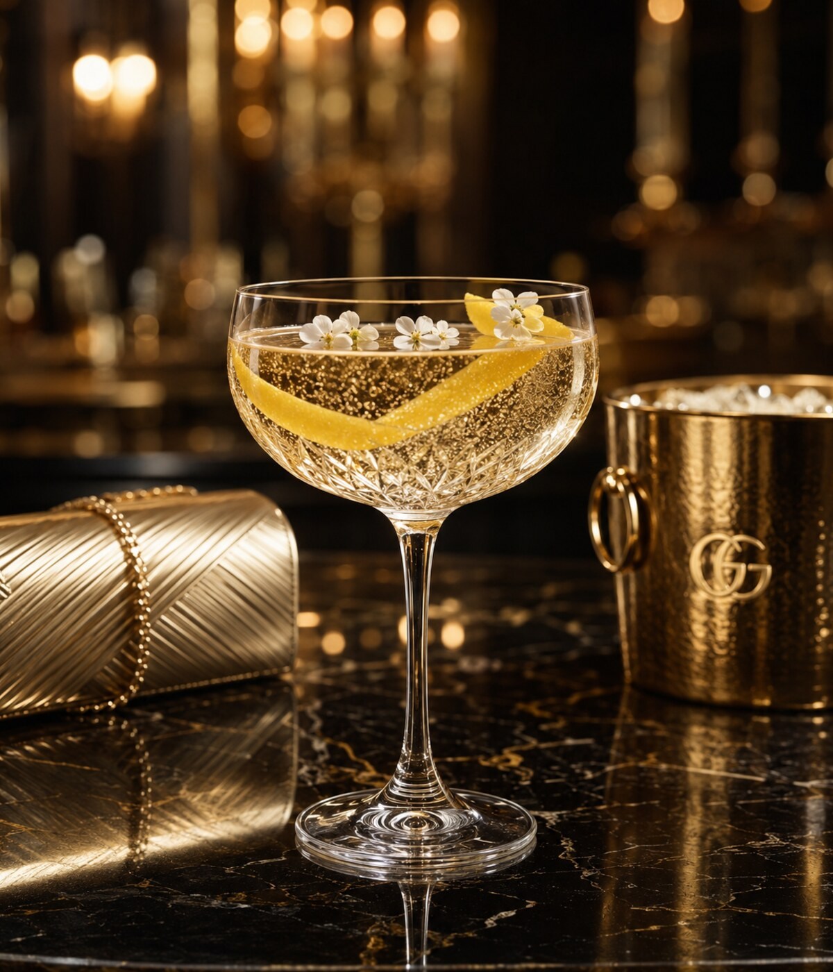 Golden champagne coupe