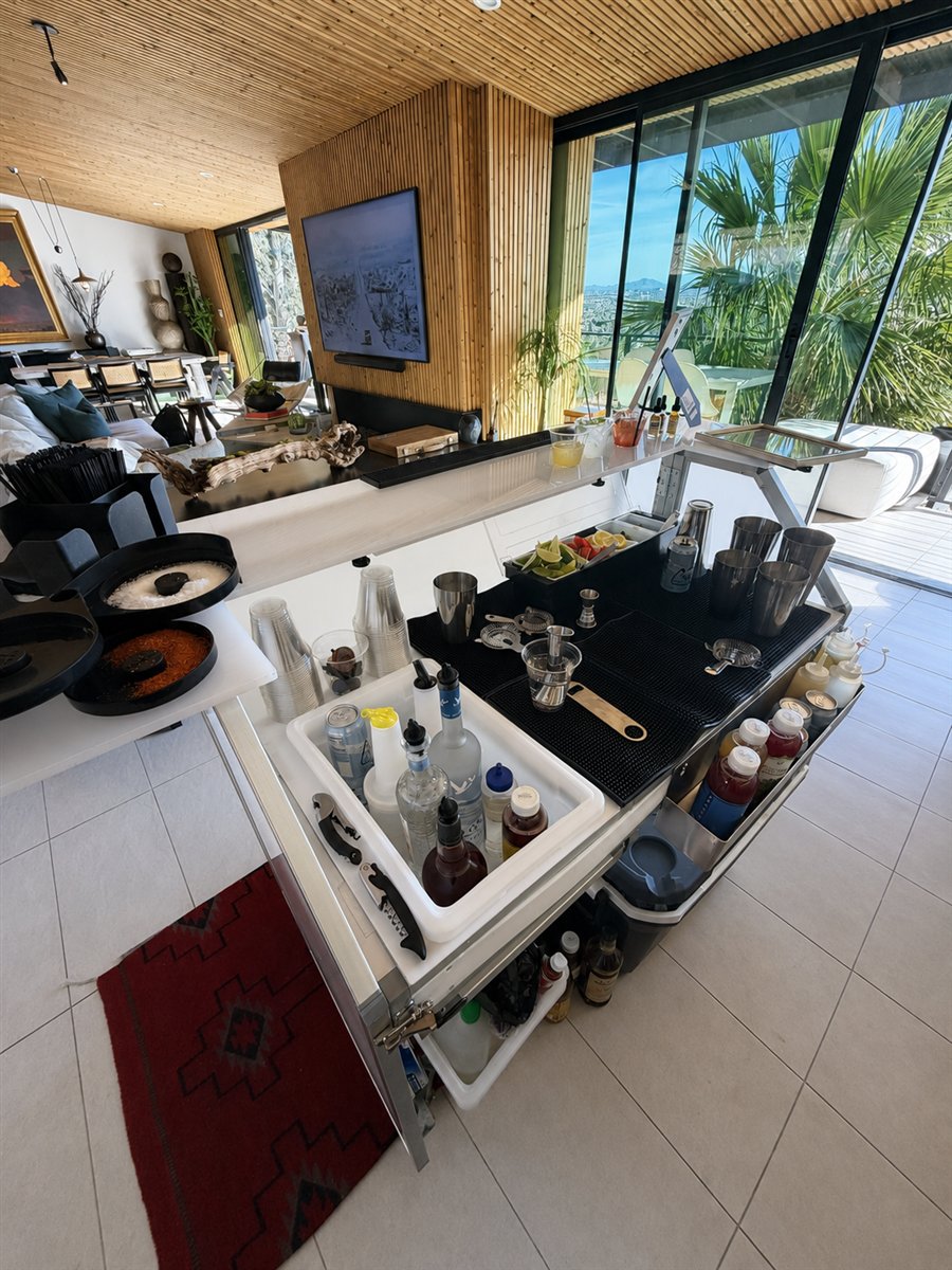 Mobile bar stocked with tools and service essentials