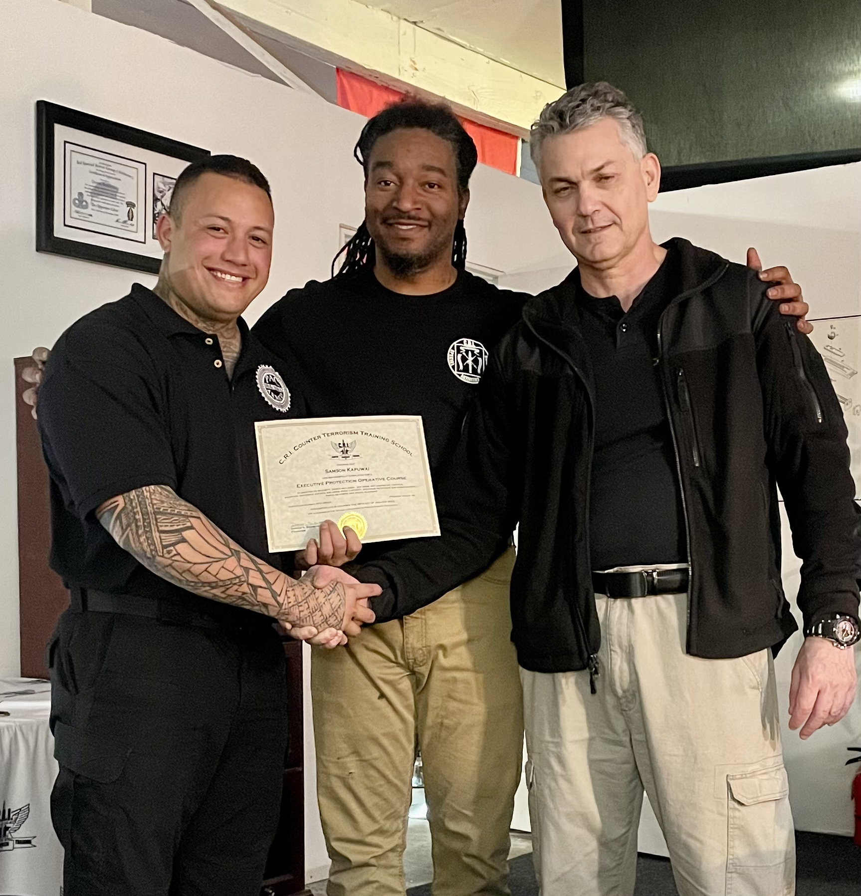 CRI Counter Terrorism Training Certificate Photo with Instructor