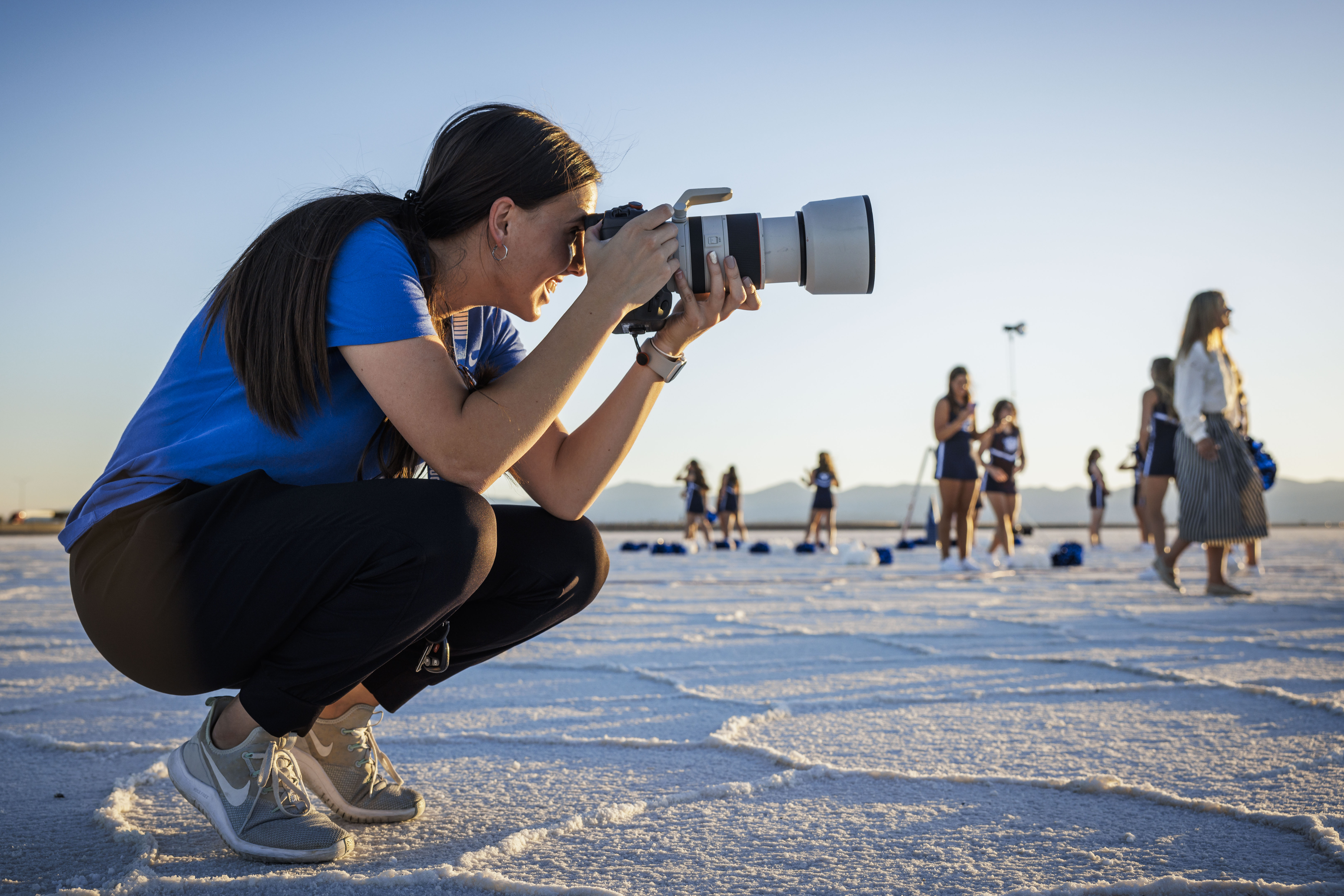 Rebeca shooting at Bonneville Salt Flats