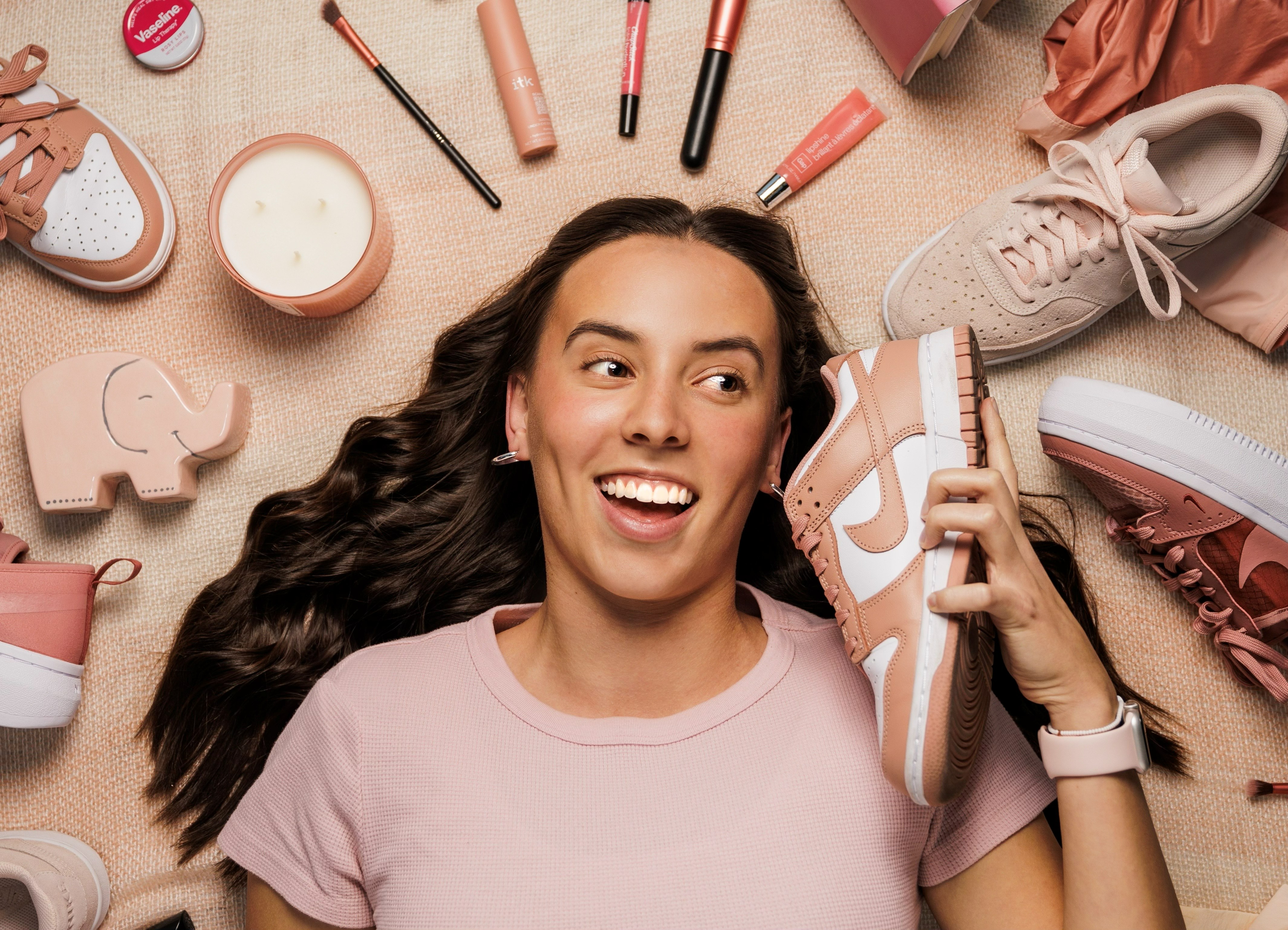 Rebeca Fuentes — editorial brand flat-lay portrait