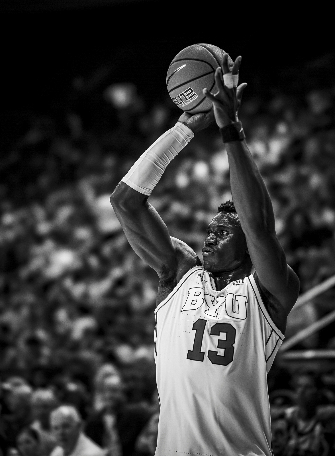 BYU basketball free throw B&W