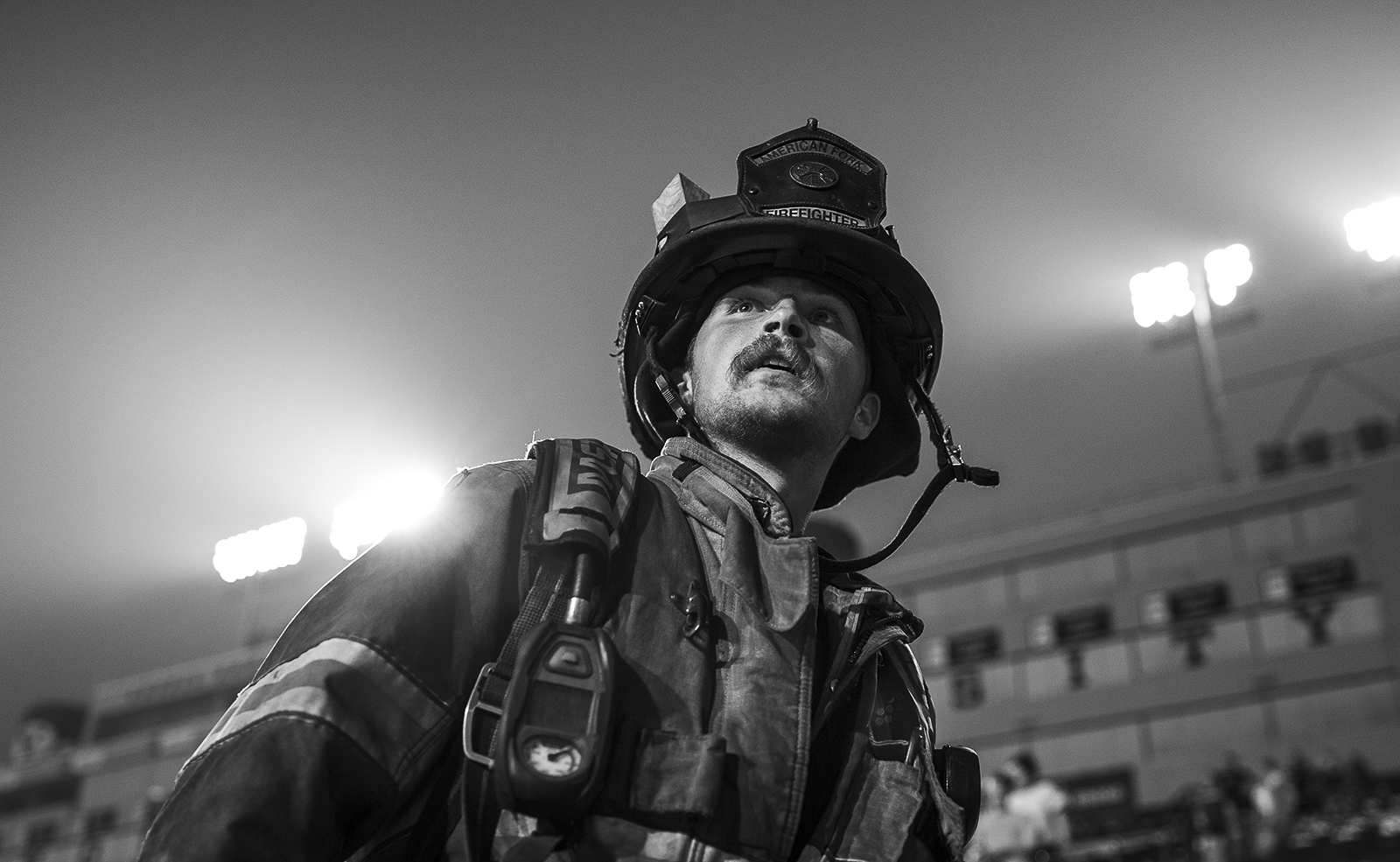 Firefighter portrait B&W
