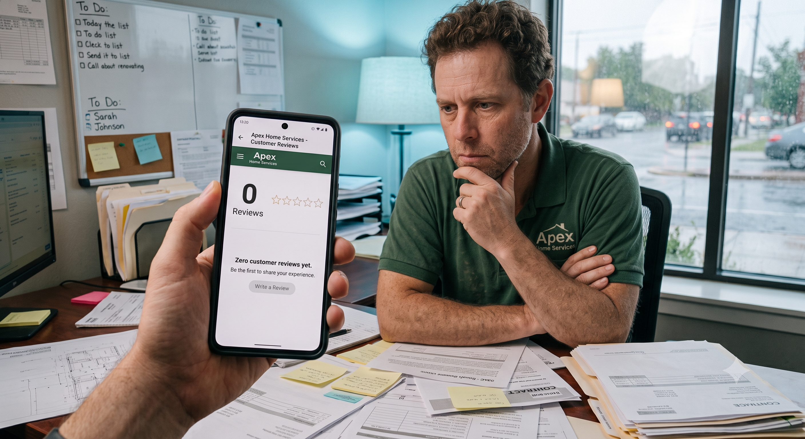 Contractor looking at a profile with zero customer reviews