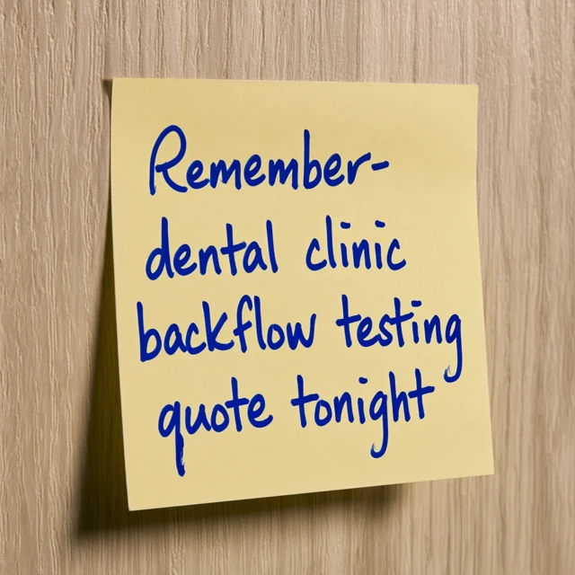Sticky note: Remember — dental clinic backflow testing quote tonight