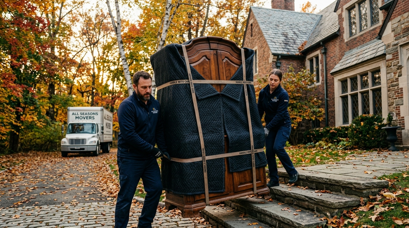 Professional chicago apartment movers wrapping furniture for small move Professional chicago apartment movers wrapping furniture for small move